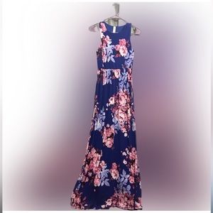 Vanilla Bay Women's Floral Polyester Round Neck Sleeveless Long Maxi Dress Small